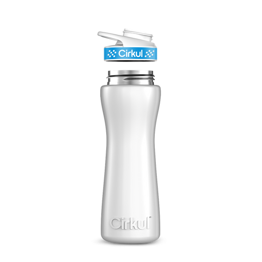 22oz. White Stainless Steel Bottle with Blue Comfort Grip Lid